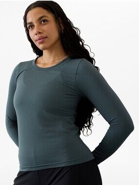 NWT Athleta Renew Seamless Long-Sleeve Crew Tee In Eden Color SMALL